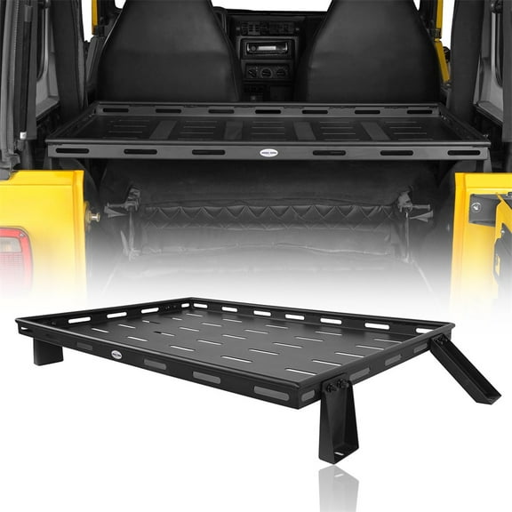 Hooke Road Interior Steel Cargo Basket Rack Storage Carrier Fit 1997-2006 Jeep Wrangler TJ , Black