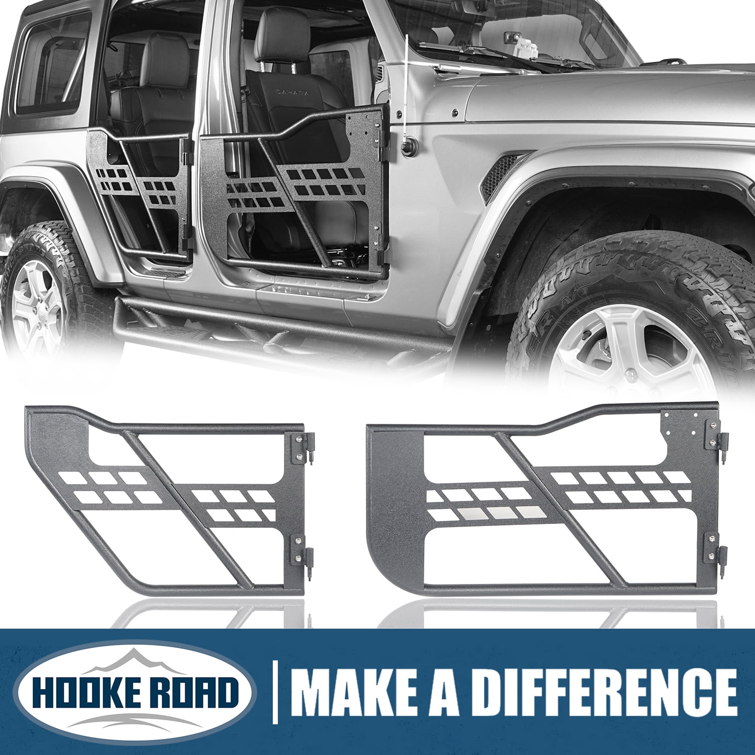 Hooke Road Off-Road Half Tube Door Tubular Fit 2018-2023 Jeep Wrangler JL 4-Door