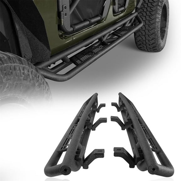 Hooke Road Pair Side Steps Running Board Nerf Bar for 2020-2025Jeep Gladiator JT Black