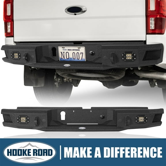 Hooke Road Steel Rear Back Bumper Fit 2019-2023 Ford Ranger w/ Factory Backup Sensors Holes