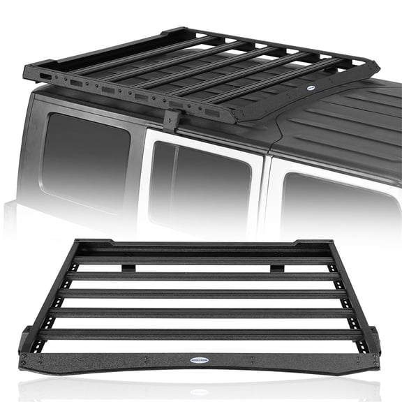 Hooke Road Steel Roof Rack Cargo Luggage Carrier Fit 2007-2018 Jeep Wrangler JK 2Door/4Door Black