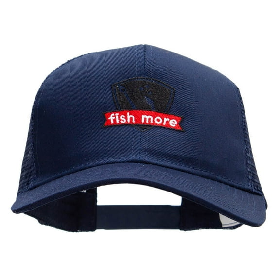 Hooked Embroidered Prostyle Mesh Cap - Navy OSFM