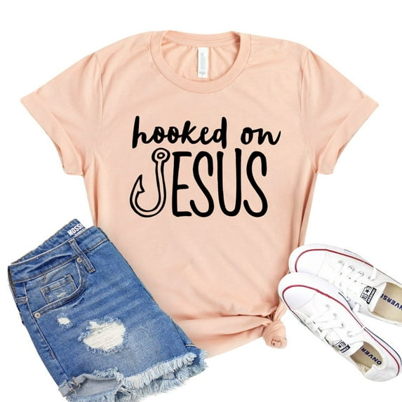 Hooked On Jesus T-shirt Religious Shirts Hope Tshirt Inspirational Shirt Women's Faith Gift Christian Tee