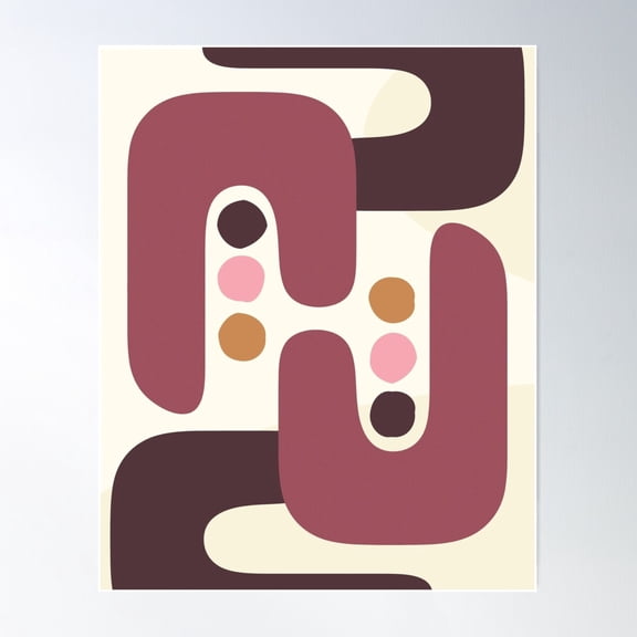 Hooked On You – Geometric Abstract Art Triptych Set - Left Panel Poster Wall Art, Modern Wall Decor For Living Room Bedroom, 8x12 UNFRAMED