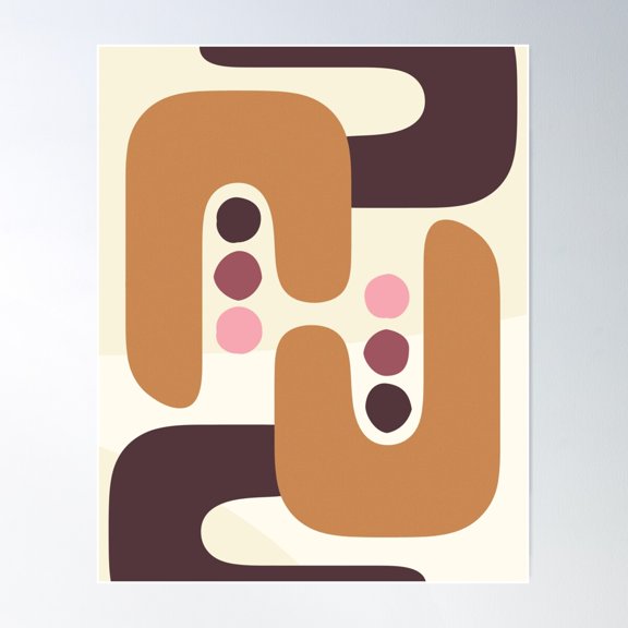 Hooked On You – Geometric Abstract Art Triptych Set - Right Panel Poster Wall Art, Modern Wall Decor For Living Room Bedroom, 12x18 UNFRAMED