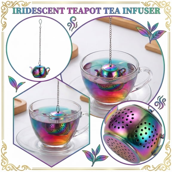 Hooked Teapot Shaped Tea Filter, Reusable Mesh Infuser Strainer for Loose Tea, Multi Color, Home Office Outdoor Gift, Kitchen Gadget