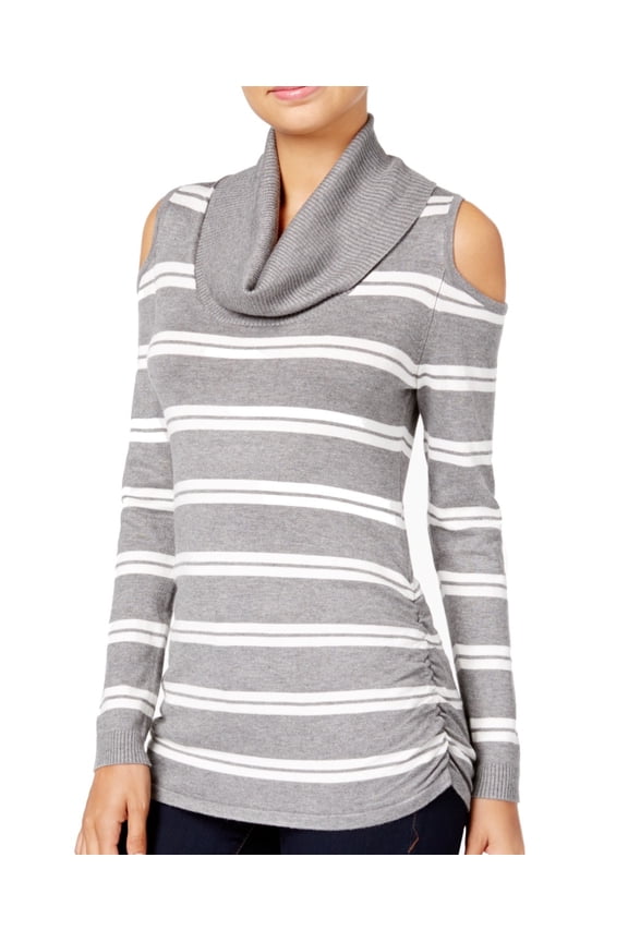 By Iot Juniors Cowl Neck Cold Shoulder Sweater Silver Grey XL