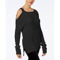 thumbnail image 1 of Hooked Up By Iot Juniors Knit Cold Shoulder Sweater Black S, 1 of 1