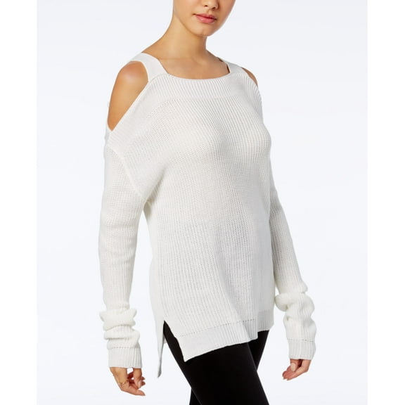 Hooked Up By Iot Juniors Knit Cold Shoulder Sweater Off-White Spiritual Vanilla S