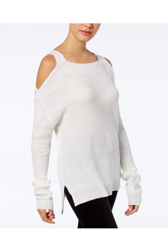 Juniors Knit Cold Shoulder Sweater Off-White Spiritual Vanilla S