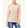 thumbnail image 1 of Hooked Up By Iot Juniors Knit Cold Shoulder Sweater Pink Dust XS, 1 of 1