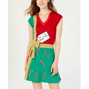 HOOKED UP BY IOT Juniors Present Sweater Dress Christmas Red XL