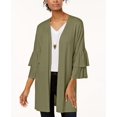 thumbnail image 1 of Hooked Up By Iot Juniors Ruffled Sleeve Cardigan Fall Kale L, 1 of 1
