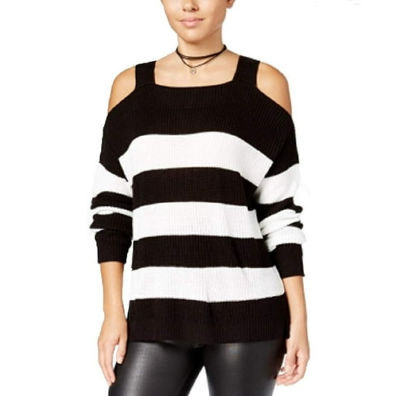 Hooked Up By Its Our Time Juniors Cold Shoulder Sweater Black Spiritual Vanilla M