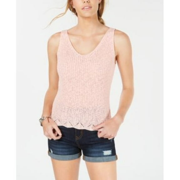 Hooked Up by IOT Juniors Sleeveless Open Knit Top;S