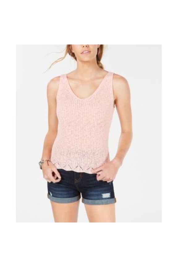 Juniors Sleeveless Open Knit Top;S