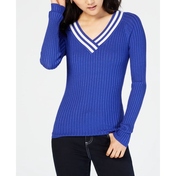 Hooked Up by IOT Juniors Ribbed Long Sleeves Sweater;L