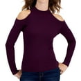 thumbnail image 1 of Hooked Up by IOT Womens Cold Shoulder Knit Sweater, Purple, Juniors, X-Large, 1 of 1