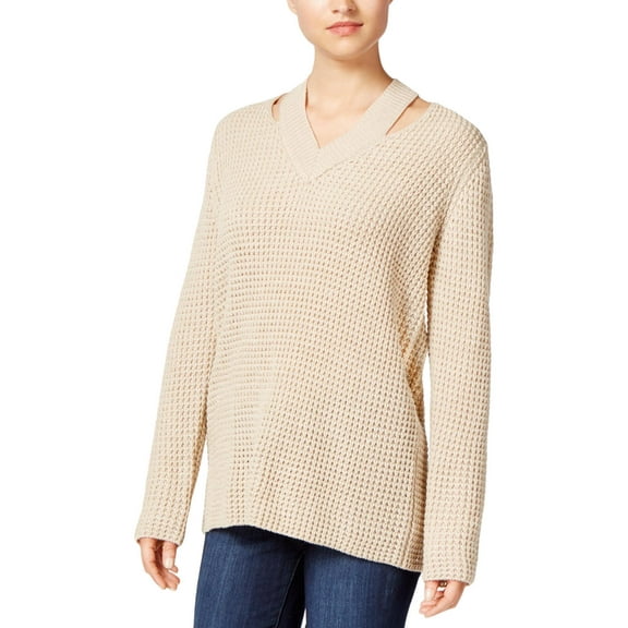 Hooked Up by IOT Womens Juniors Cut-Out V-Neck Pullover Sweater