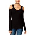 thumbnail image 1 of Hooked Up by IOT Womens Juniors Fitted Cold Shoulder Pullover Sweater, 1 of 2