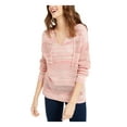 thumbnail image 1 of Hooked Up by IOT Womens Juniors Pointelle V-Neck Hooded Sweater Pink S, 1 of 2