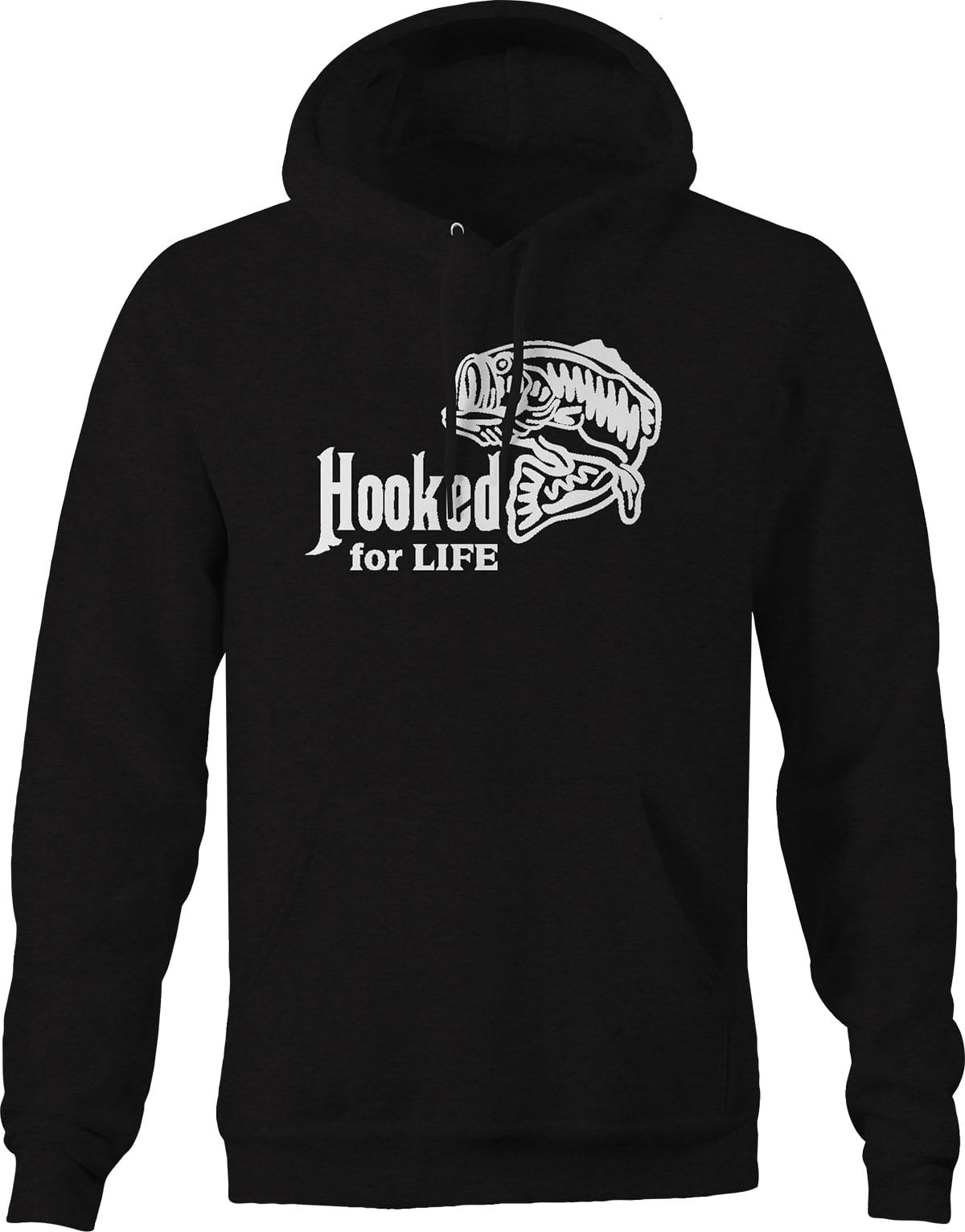 Hooked for Life Bass Fishing Sweatshirt for Men Small Black