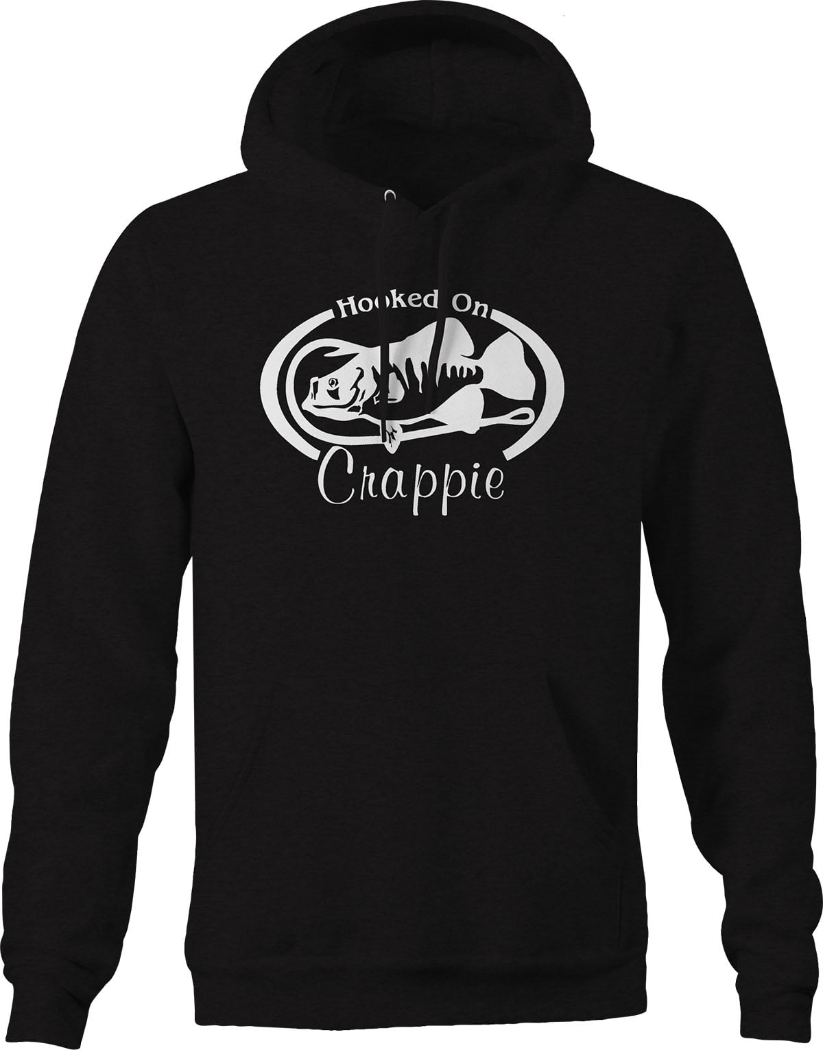 Hooked on Crappie Fishing Sweatshirt for Men Small Black 