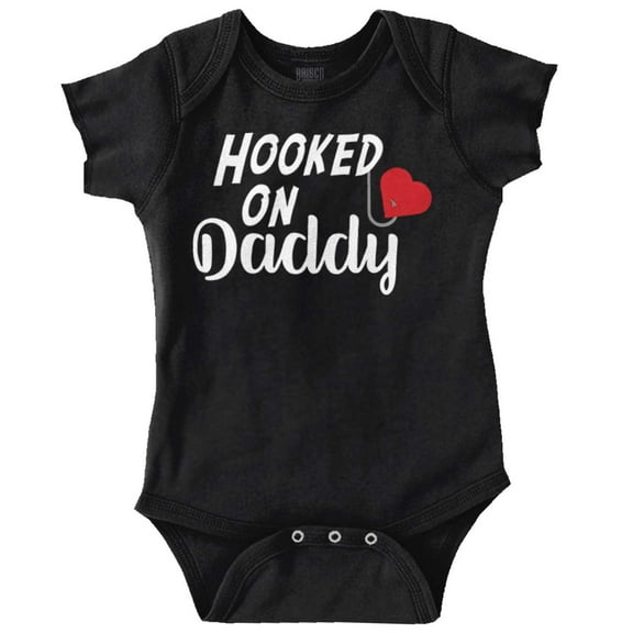 Hooked on Daddy Love Fisherman Dad Romper Boys or Girls Infant Baby Brisco Brands 12M