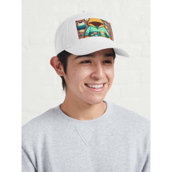 Hooked on Fishing Baseball Hat, Angler Pattern Graphic Design, Classic Cap