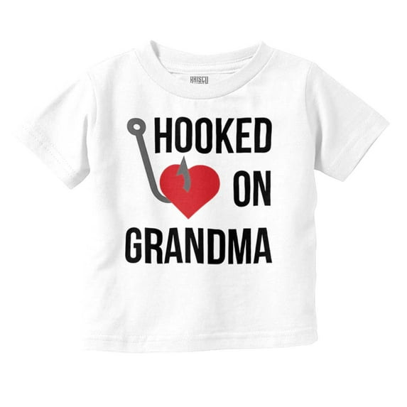 Hooked on Grandma Fishing Grandchild Youth T Shirt Tee Girls Infant Toddler Brisco Brands 12M