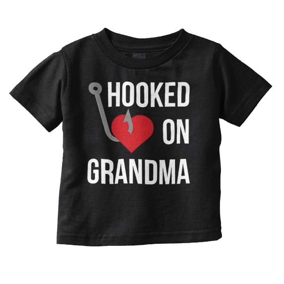 Hooked on Grandma Fishing Grandchild Youth T Shirt Tee Girls Infant Toddler Brisco Brands 4T