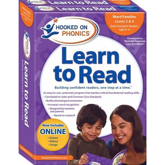 Pre-Owned Hooked on Phonics Learn to Read - Levels 3&4 Complete: Word Families (Early Emergent Readers - (Paperback) by Hooked on Phonics