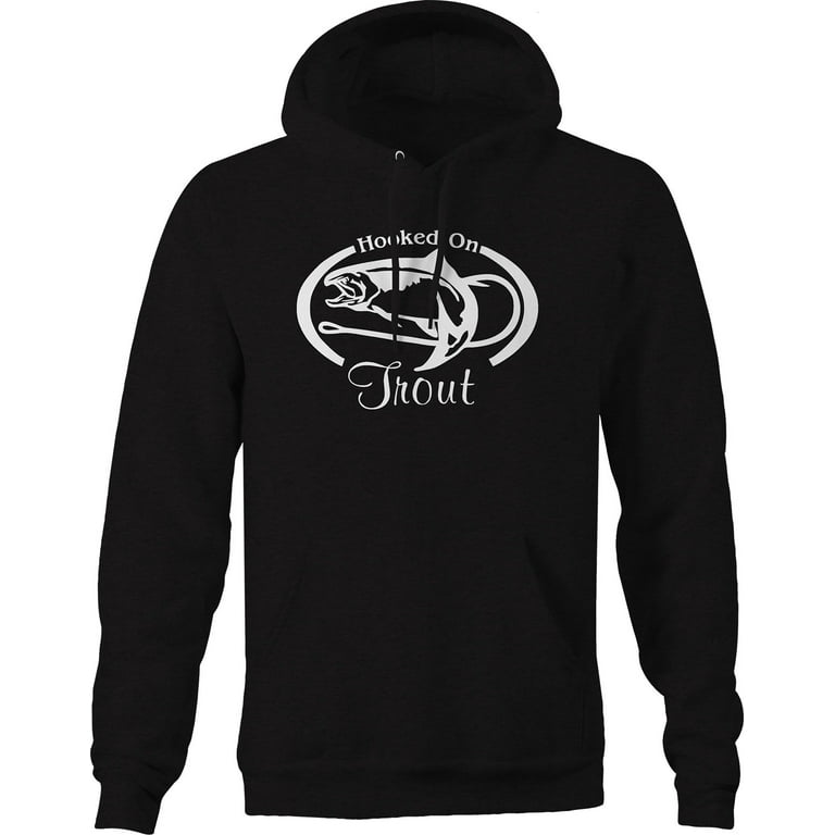Hooked on Trout Fishing Sweatshirt for Men Small Black