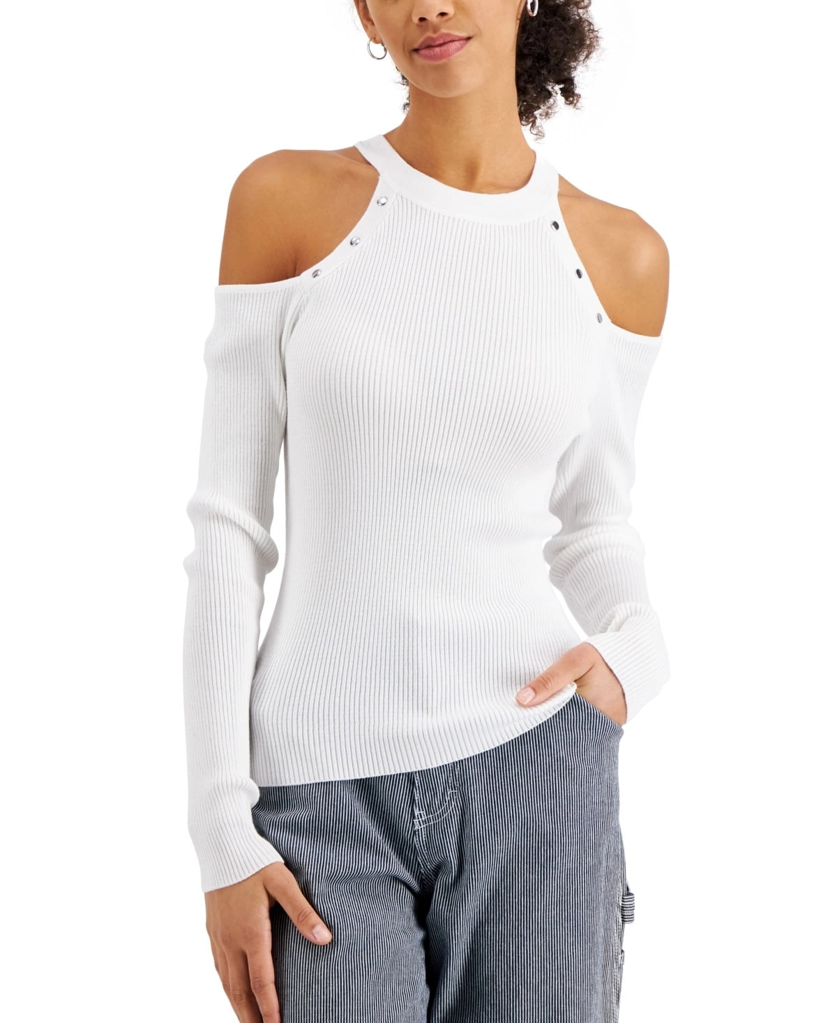 Hooked up by Iot HUNTER GREEN Women's StudEmbellished Sweater, US Large