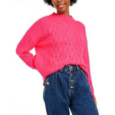 Hooked up by Iot Juniors Cable-Knit Sweater , Choose Sz/Color Title: L/Neon Pink