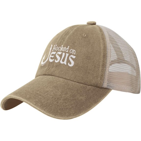 Hookeds On Jesus Mesh Hat for Men Women Washed Cotton Soft Mesh Dad Hats Black Trendy Baseball Cap