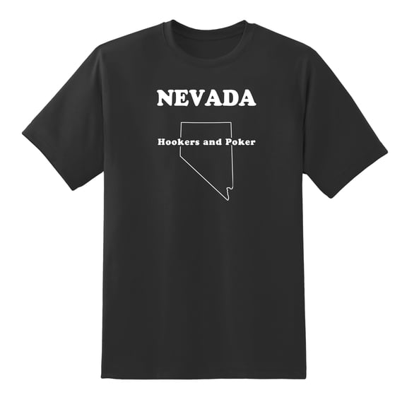 Hookers and Poker - Nevada State Motto Funny Tees Mens Graphic T Shirts Black,L