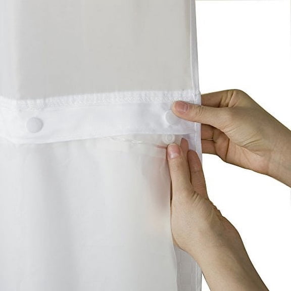 Hookless Clear Polyester & PEVA Shower Curtain, 72" x 54" Waterproof