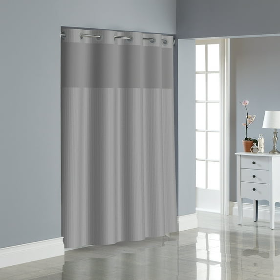 Hookless Drizzle Herringbone Polyester Shower Curtain