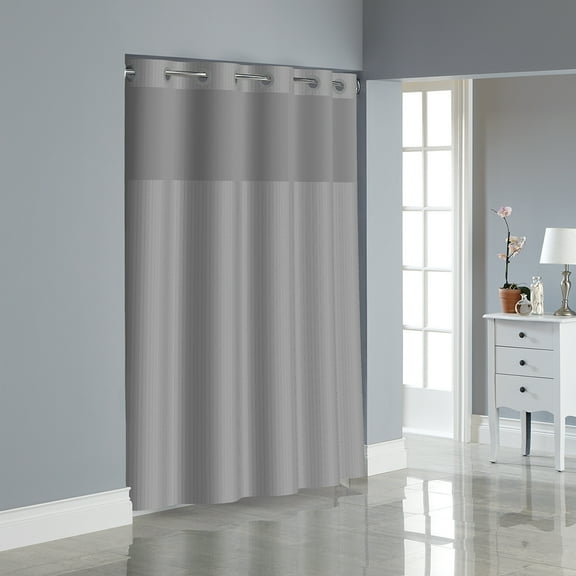 Hookless Drizzle Herringbone Polyester Shower Curtain