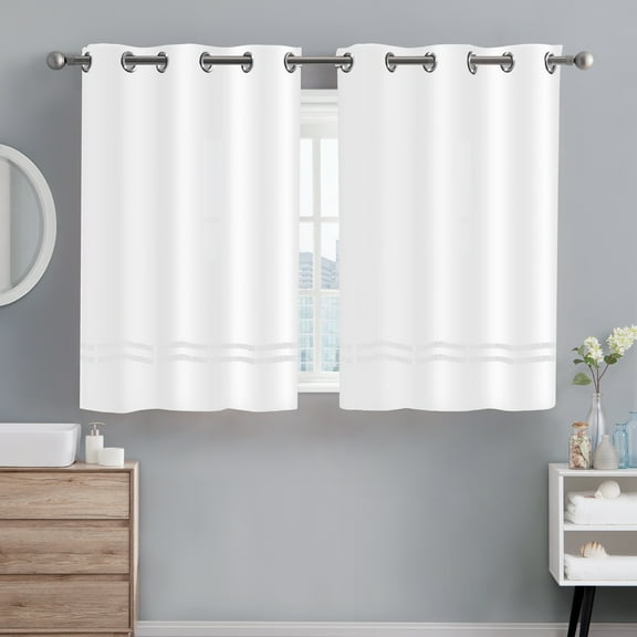 Hookless Escape Bright Shower Curtain, 3-in-1 Shower Curtain with Sheer Top Window, Flex-on Rings & Fabric Liner, 38 In Wide x 45 In Long, White