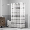 thumbnail image 1 of Hookless Faux Silk Shower Curtain with Flex-on Rings and It's a Snap! Fabric Liner with Magnets, 71 In Wide x 74 In Long, Stripe Print, Gray, 1 of 6