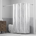 thumbnail image 1 of Hookless Faux Silk Shower Curtain with Flex-on Rings and It's a Snap! Fabric Liner with Magnets, 71 In Wide x 74 In Long, Waves Print, Silver, 1 of 6