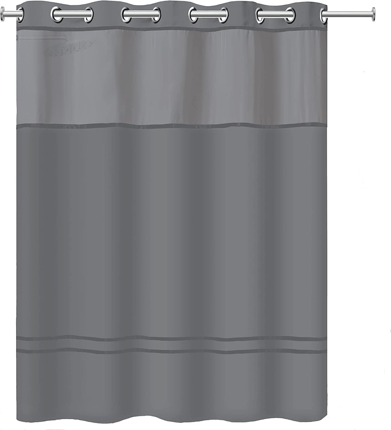 Graphite Hookless Fabric Shower Curtain with Liner