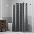 thumbnail image 1 of Hookless Jacquard Shower Curtain with Flex-on Rings and It's a Snap! Fabric Liner with Magnets, 71 In Wide x 74 In Long, Botanical Leaves Print, Gray, 1 of 6