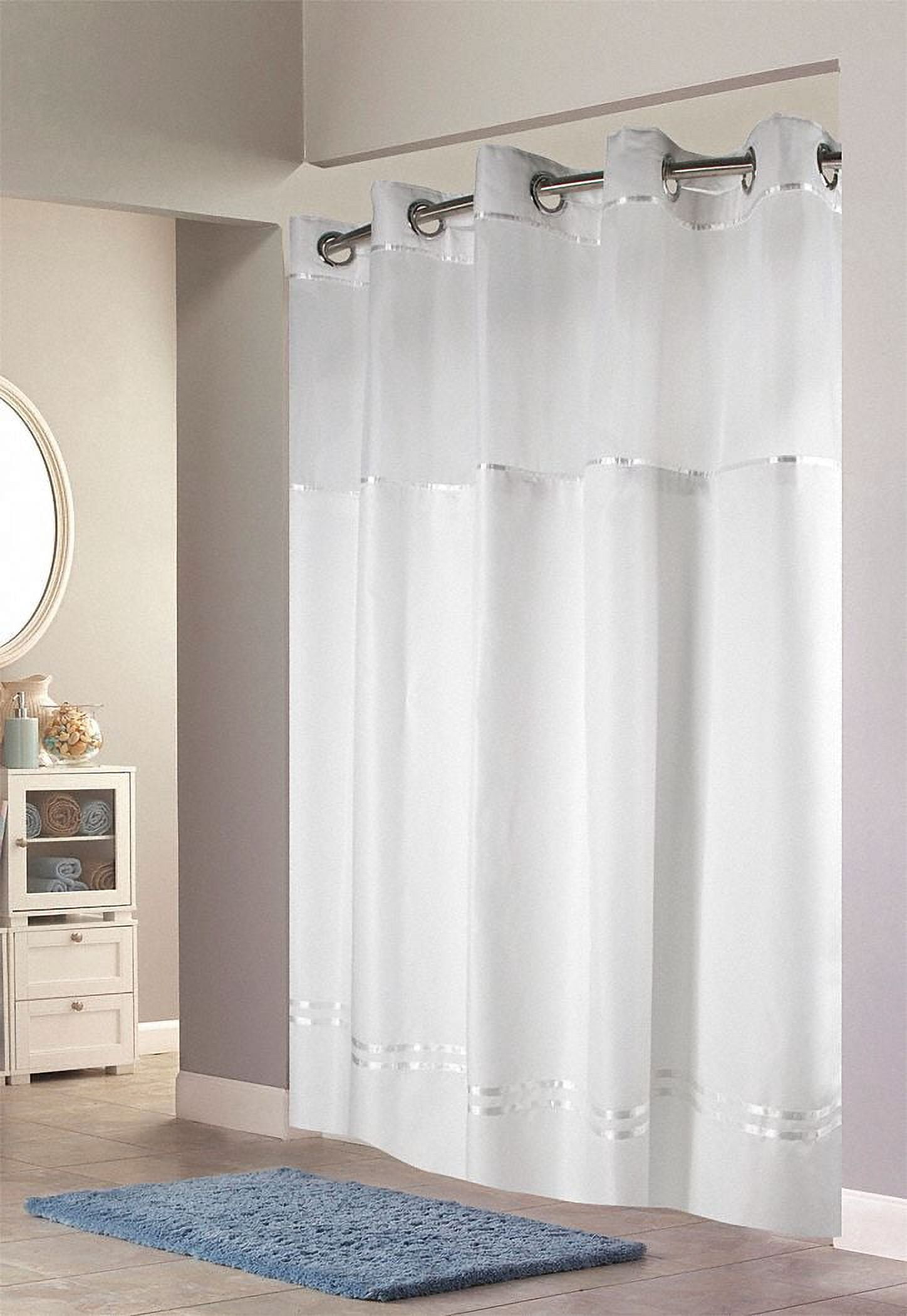 Hookless Shower Curtain,74 in L,71 in W,White HBH40E257 - Walmart.com