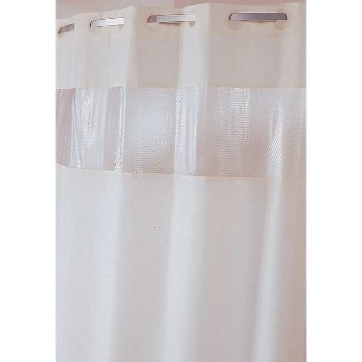 Beige Hookless Fabric Shower Curtain with Flex-On Rings