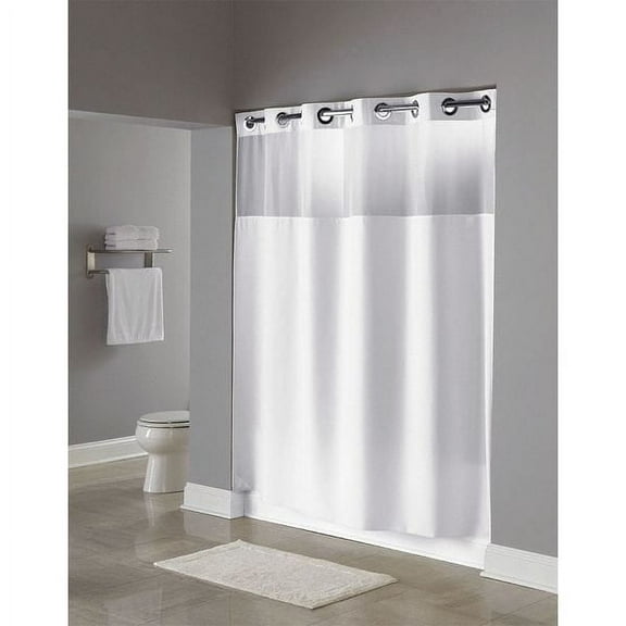 Hookless Shower Curtain, Polyester, White, 71 in W, 77 in L HBH49MYS01SL77AM