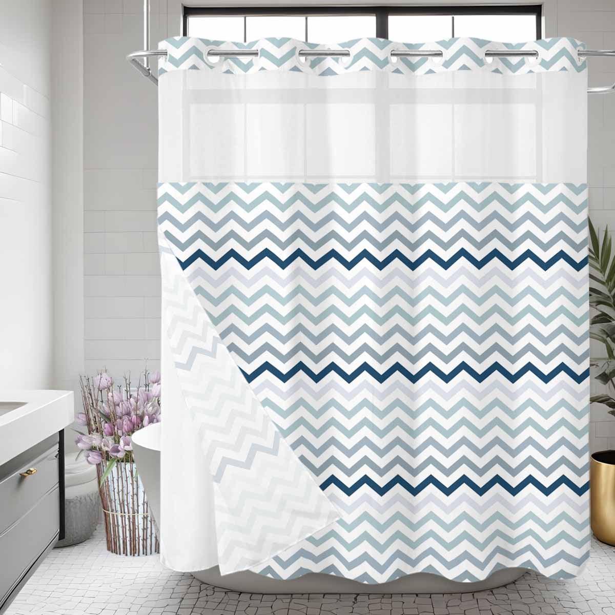 Hookless Shower Curtains With Snap In Liner Hookless Shower Curtain with Snap in Liner Multi Stripe Patterned