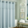 thumbnail image 1 of Hookless Waffle Stripe Shower Curtain, 2-in-1 Shower Curtain with Sheer Top Window and Flex-on Rings, It's a Snap! Liner Compatible , 71 In Wide x 74 In Long, Light Grey, 1 of 7